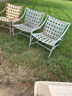 Outdoor Patio Chairs with Woven Straps – Set of 3