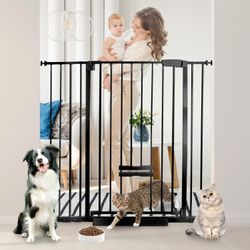 41 Inch Tall Baby Gate with Small Cat Door, Adjustable Auto Close Dog Gate Easy Walk Thru Pet Door for Stairs, Doorway, House (Black, 29.52"-43.71")