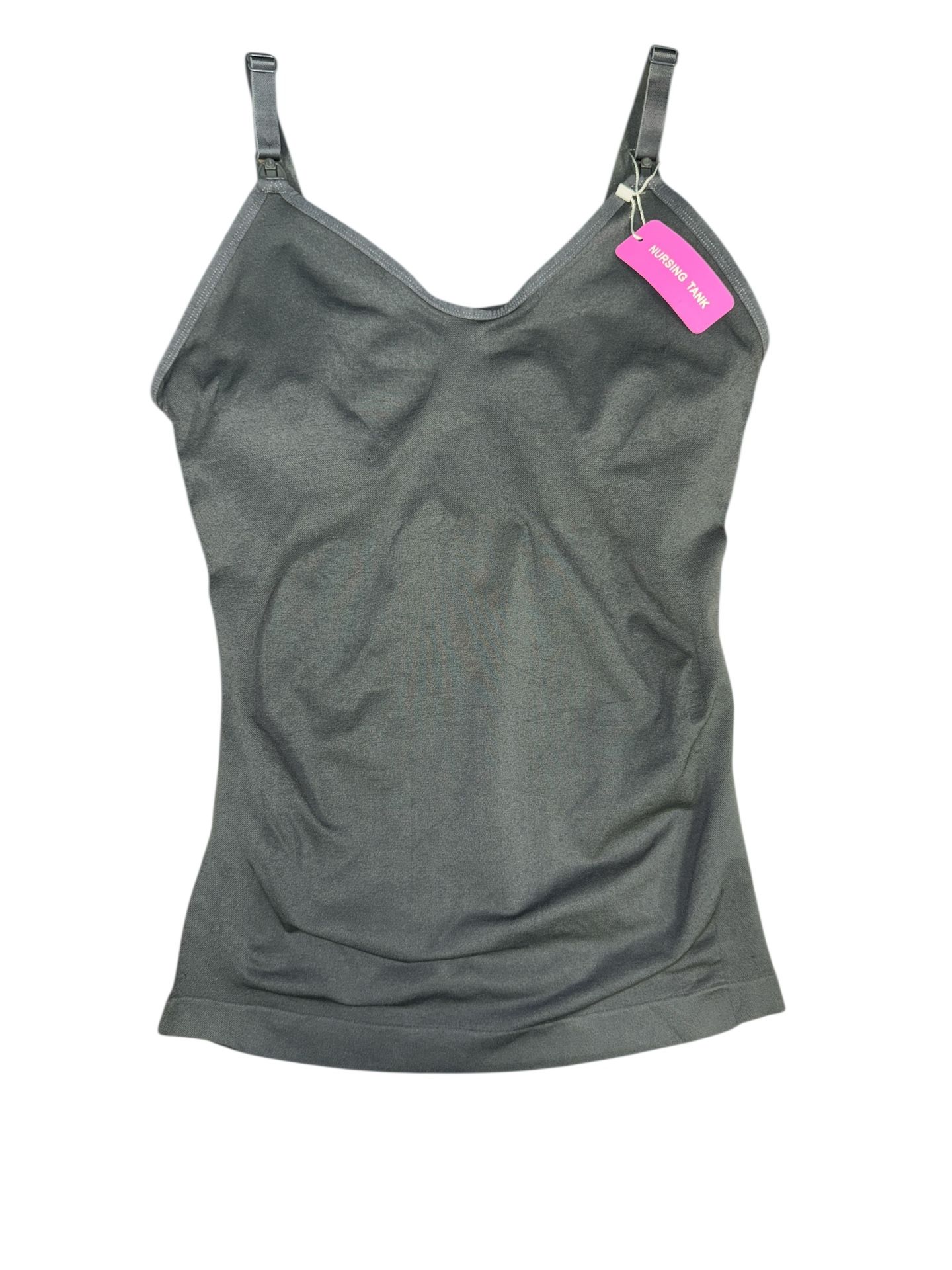 NEW Nursing Cami, Tank Top With Built In Shelf Bra, Size L Gray Color.