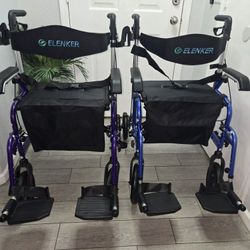 ELENKER 2 in 1 Rollator Walker & Transport Chair