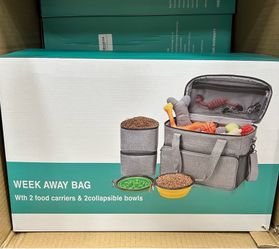 Dog Travel Bag, Dog Luggage with 2 Collapsible Slow Feeder Bowls, 2 Food Storage Containers, Pet Supplies Tote Organizer for Large Dogs, Puppy ( 21L,