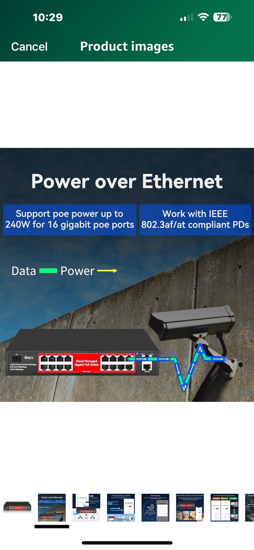 STEAMEMO 16 Port Gigabit PoE Switch, Smart Managed Gigabit Ethernet Switch