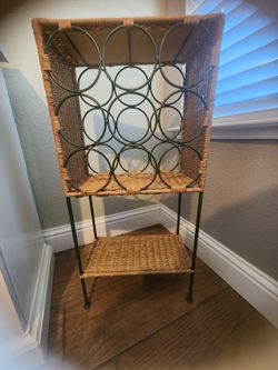 Vintage wicker and Meyal Wine Rack