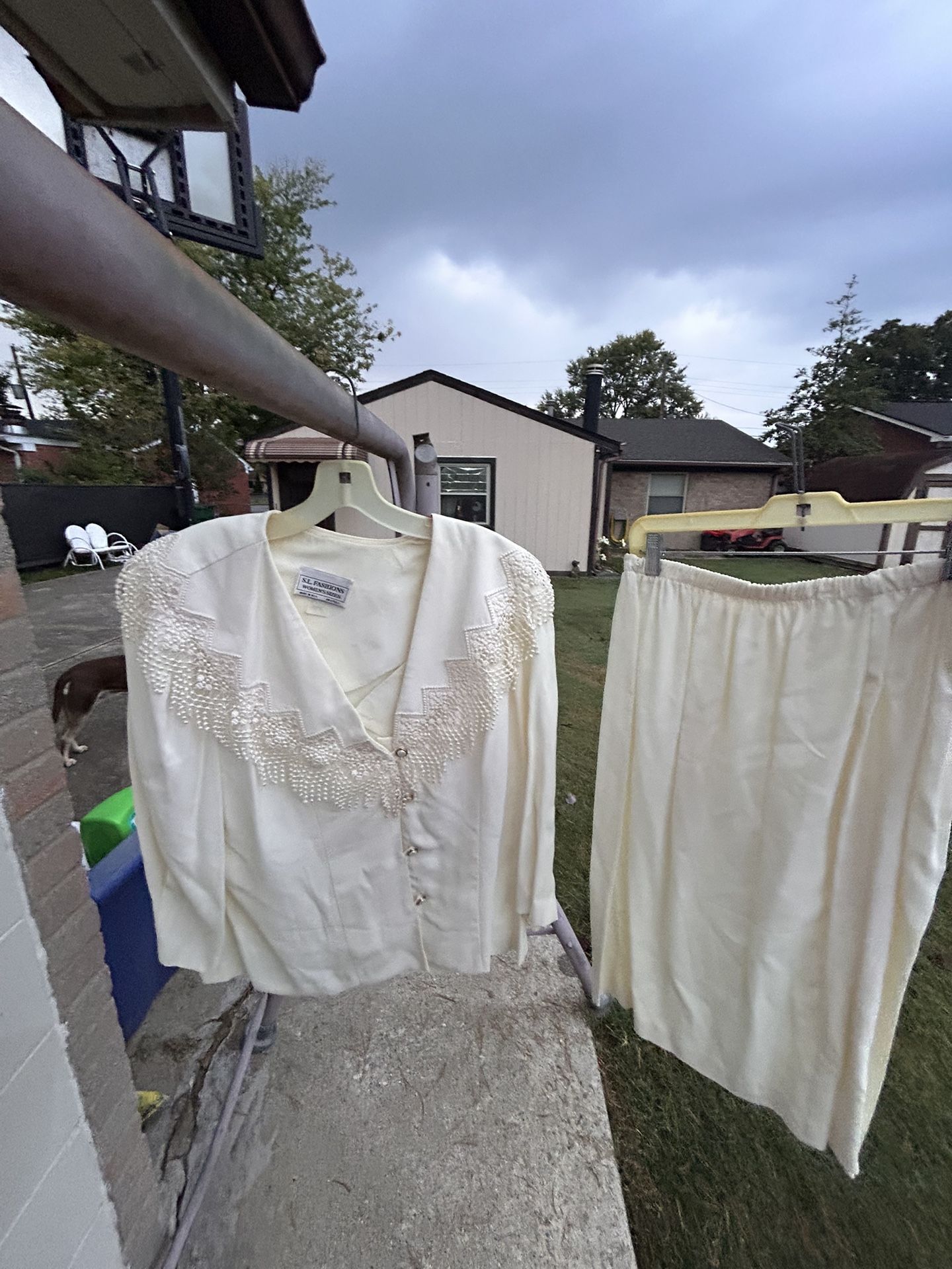 Vintage White Blouse And Skirt Set
