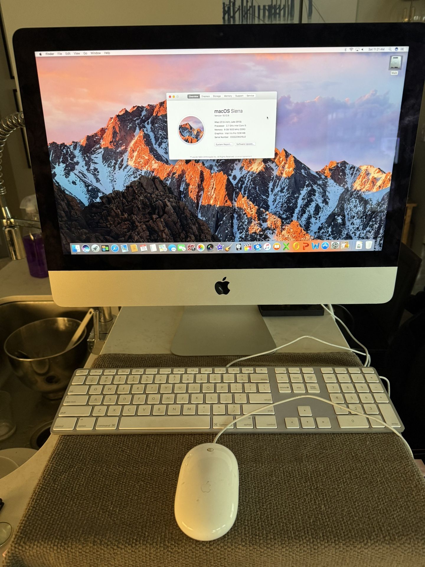 iMac (21.5-inch, Late 2013) A1418 EMC 2638 Processor 2.7 GHz Intel Core i5 120 GB Solid State Memory 8 GB 1600 MHz DDR3 Graphics NVIDIA GeForce GT 75