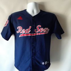 Adidas Boston Red Sox boys navy blue button-up jersey size M (10-12)