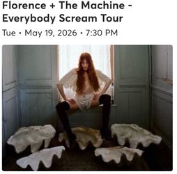 Florence + The Machine Concert Tickets – 2 Seats – Kia Forum (May 19)