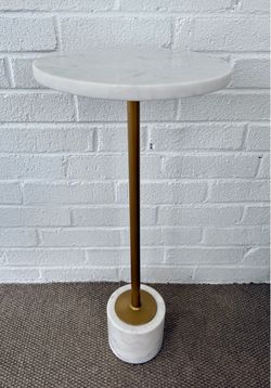 Round White Marble and Gold Accent/Side Table