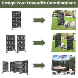 1 PC.Outdoor Privacy Screen,Decorative Patio Privacy Screen 76" H×47" W,Freestanding Outdoor Metal Privacy Screen Panel for Garden Backyard Balcony