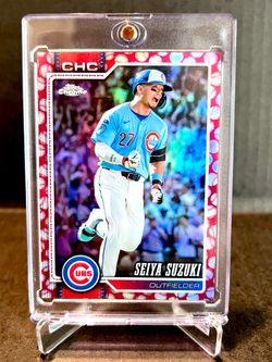 2026 Topps Chrome Seiya Suzuki Red White Blue Refractor #34 Cubs Parallel SP