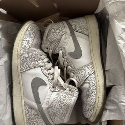 Air Jordan 1 Retro High OG Laser BG White Metallic Silver Size 5.5Y