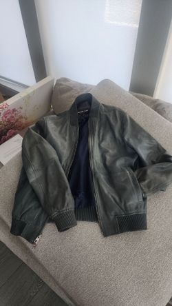 Michael Kors Leather Bomber Jacket