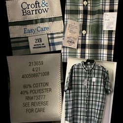 Size 2XB- Men’s Croft & Barrow Dress Shirt 