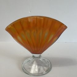 1920’s Fenton Marigold Iridescent Carnival Glass Fan Vase