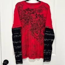 Graphic Long Sleeve Layered Shirt