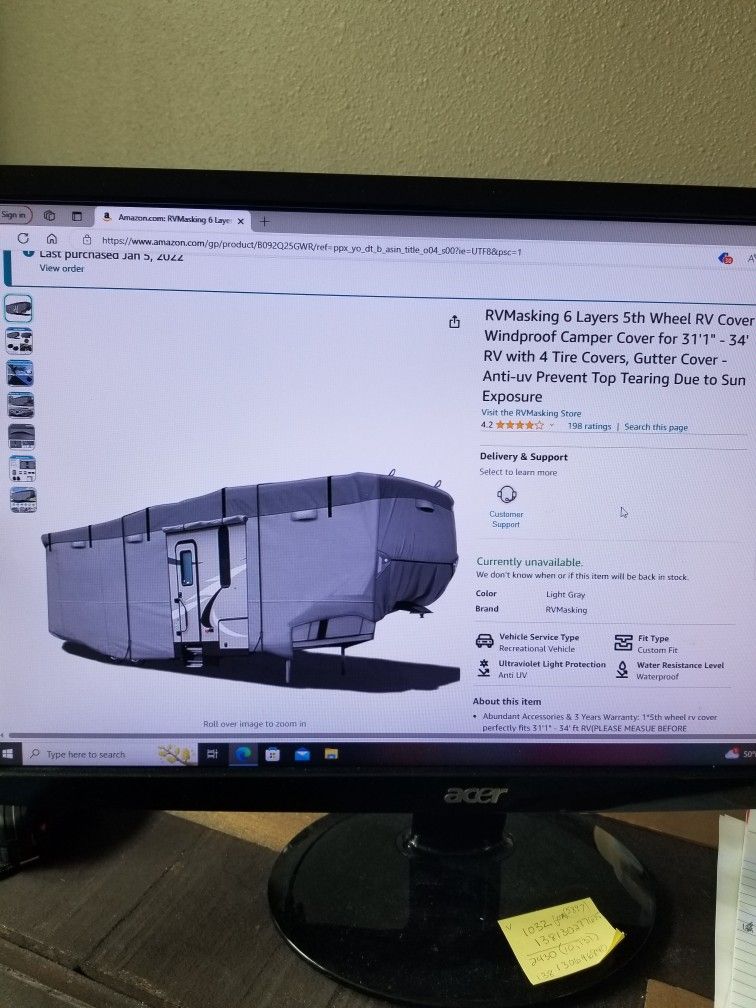Fifth wheel Rv Cover