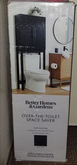 Better Homes & Gardens Juliet over-the-Toilet Space Saver Cabinet, 2 Adjustable Shelves, Black