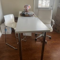 White Office Table Chair And High Seat 