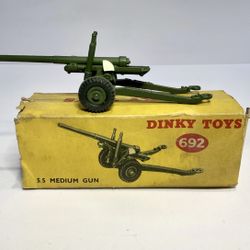 Vintage Dinky Toys 692 5.5 Medium Gun With Original Box Military Diecast England