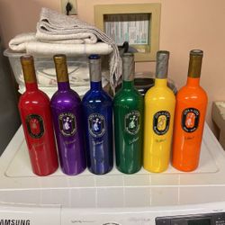 Six Decorative Colored Bottles