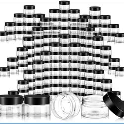 200 Pcs 1 oz Black Empty Bulk Plastic Container Jars