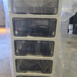 New Tall storage cabinet with 5 drawers white color 