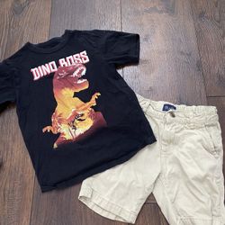 Boys Dinosaur Shirt Khaki Shorts Size 5 By Children’s Place #21
