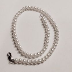 "NEW" Stunning - Real Pearl Ankle Bracelet w/ Sterling Silver Clasp 11" Long        