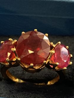 Rarities vermeil ruby ring size 7 new in box sterling silver with gold