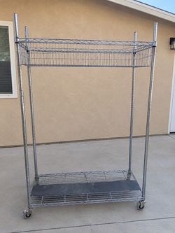 Chrome Wire Storage Rack on Wheels