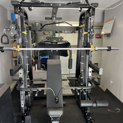 Smith Machine 300 | Adjustable Bench | 245lb Cast Iron Olympic Weights | 7ft Olympic Bar | Fitness | Gym Equipment | FREE DELIVERY/INSTALLTION 🚚 