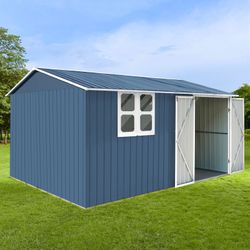 Metal garden sheds 10ftx12ft outdoor storage sheds blue with window