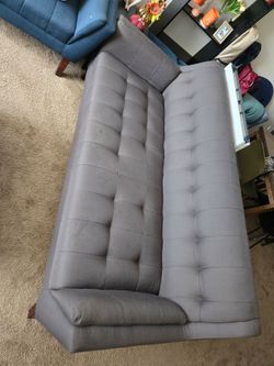 Gray Tufted Fabric Futon Sofa Bed