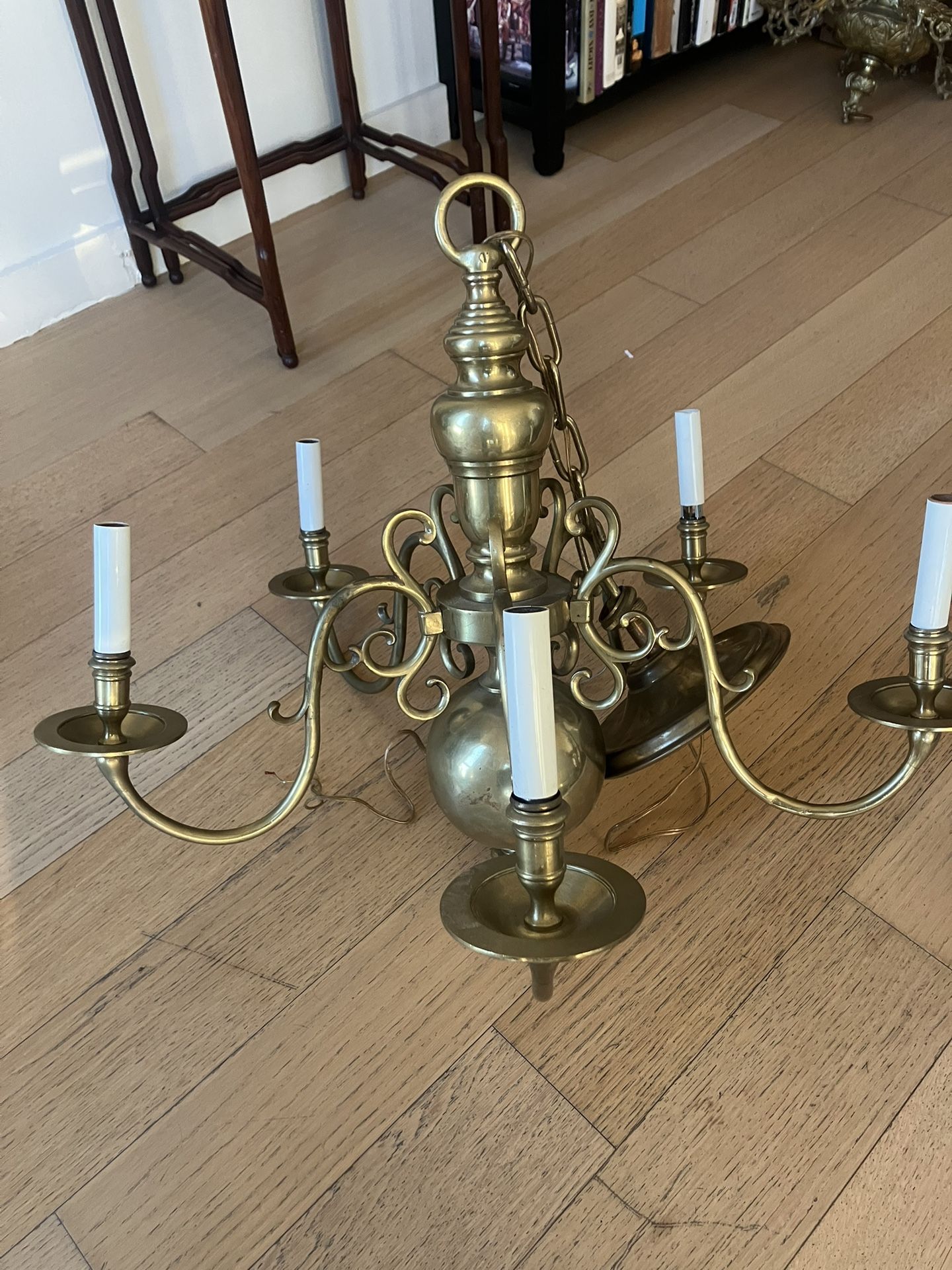 5 Arm Solid Brass Chandelier London Rewired
