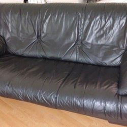 Black Leather Natuzzi Sofa/ Couch