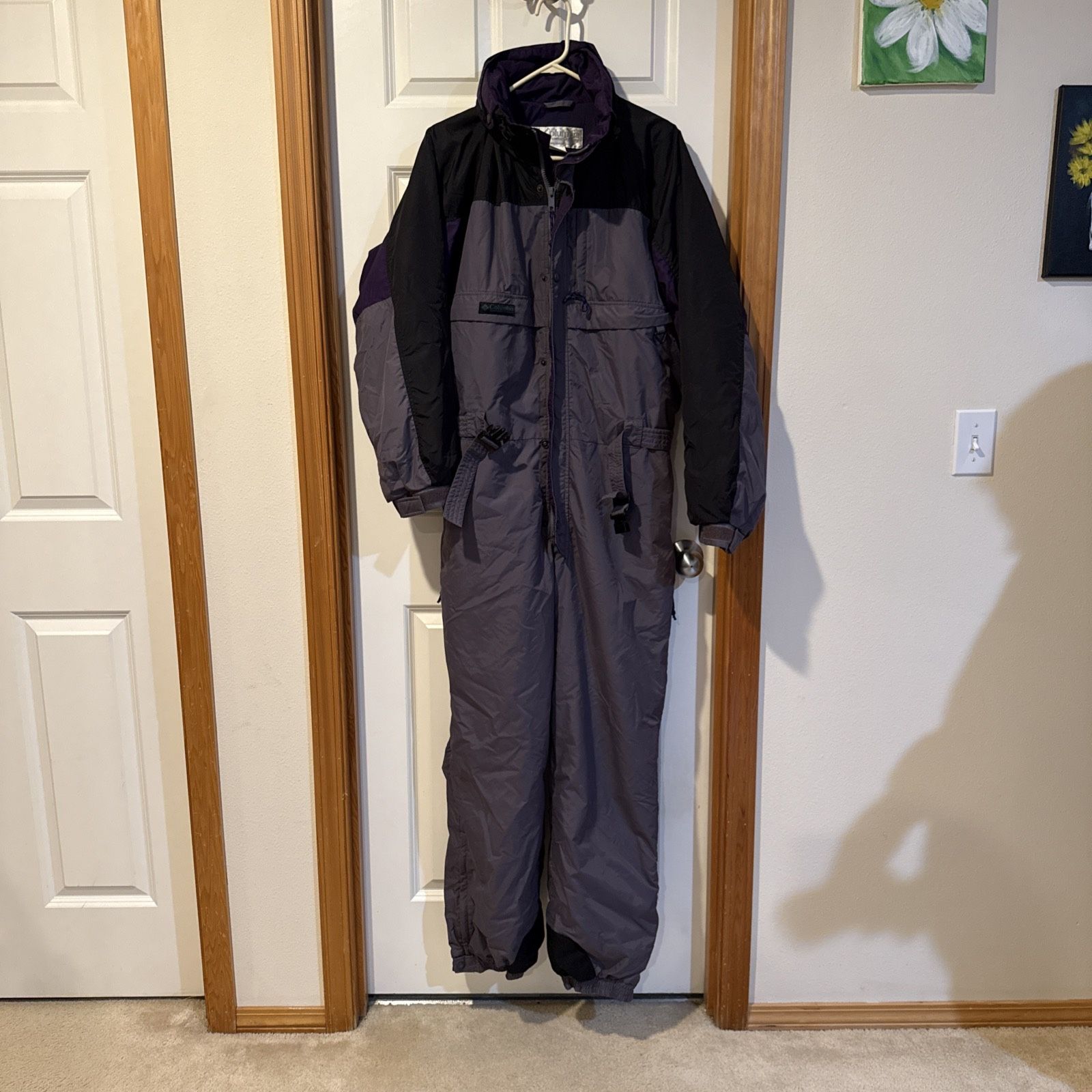 Vintage Men’s Columbia Ski Suit, Gray Black Purple – Size Large