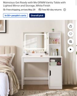 Vanity Table W lighted mirror/ storage