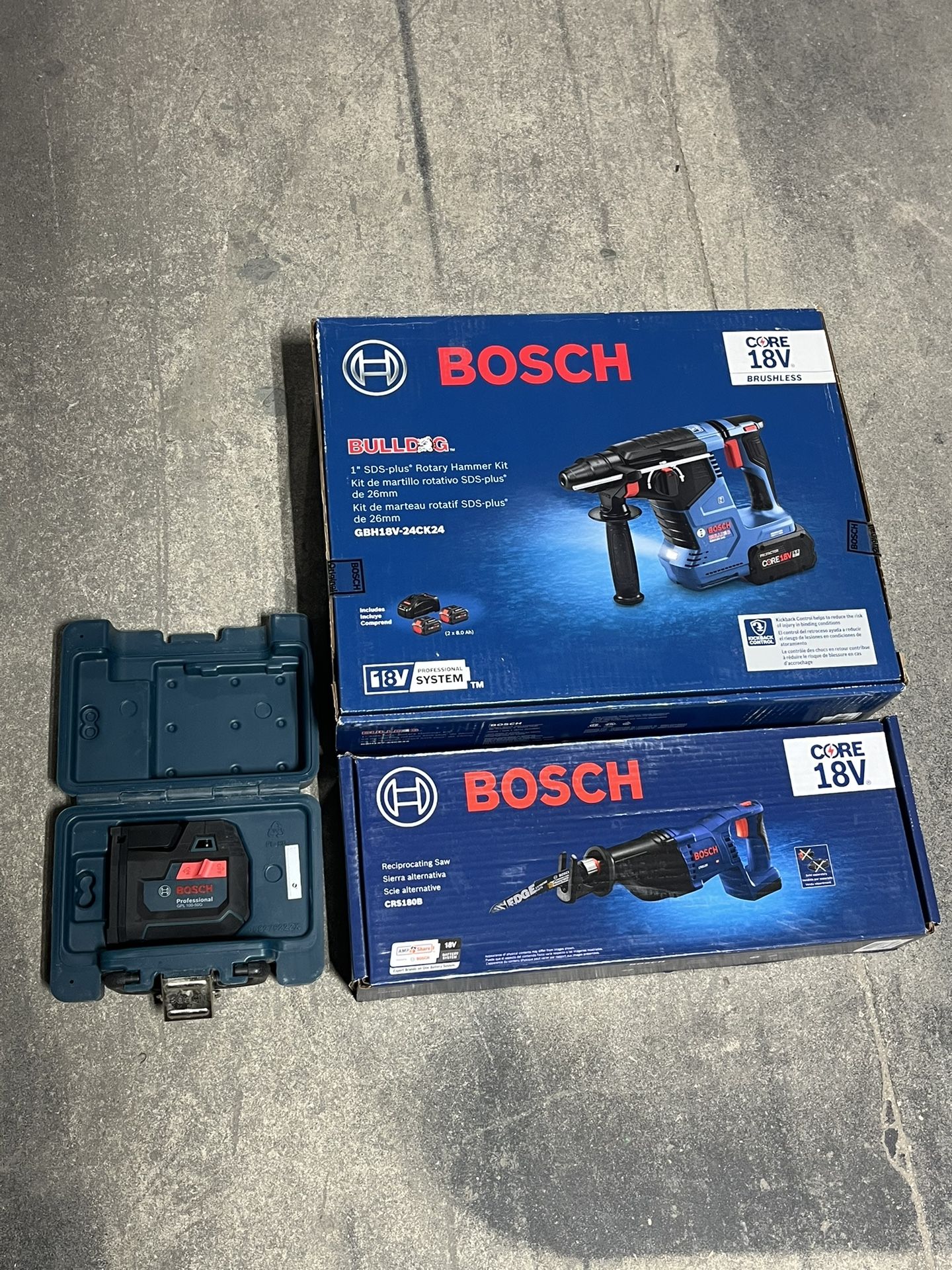 Bundle BOSCH BULLDOG HAMMER DRILL / Sawzall / Dot Laser 