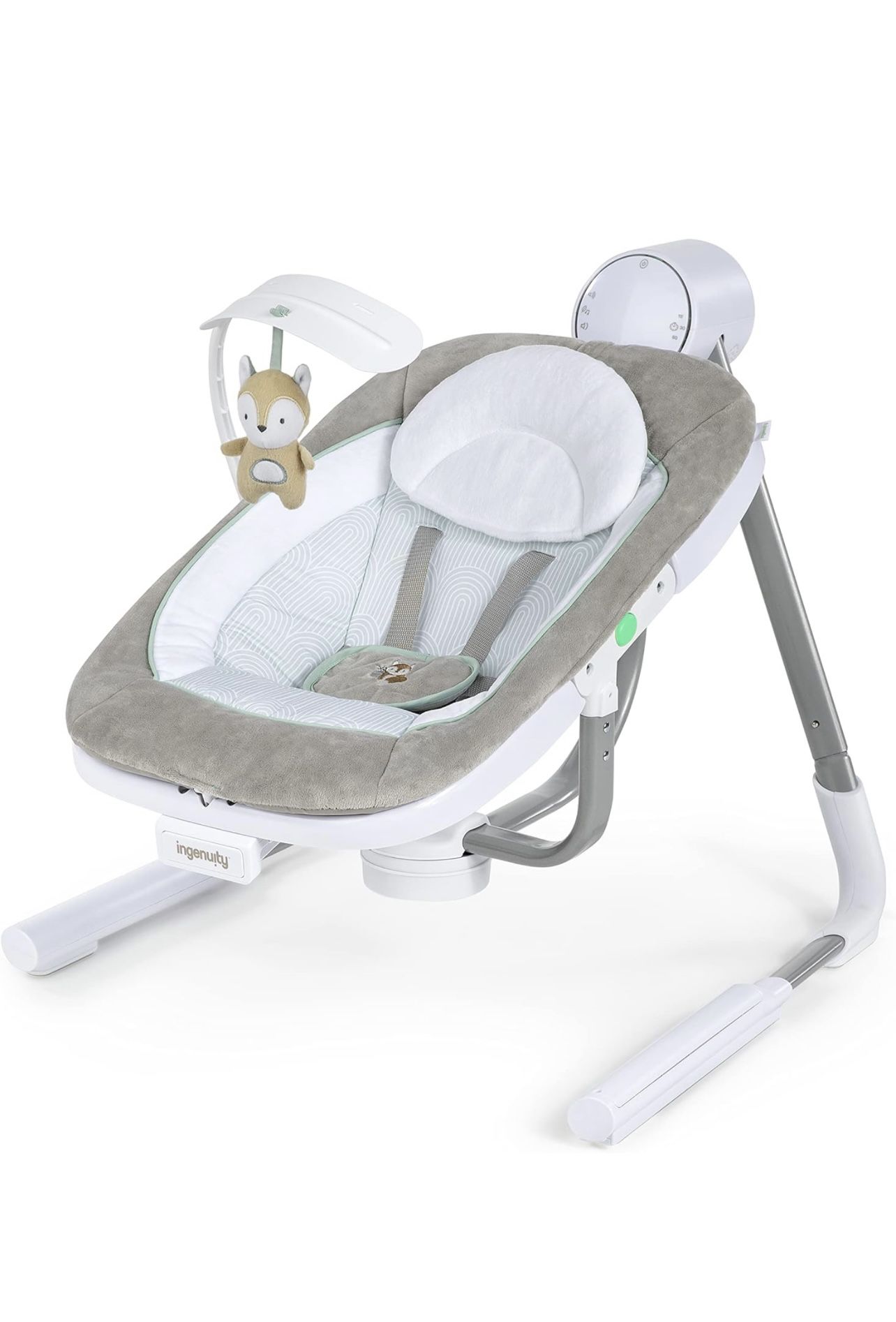 Ingenuity Anyway Sway 5-Speed Multi-Direction Portable Foldable Baby Swing & Infant Seat with Vibrations, Nature Sounds, 0-9 Months 6-20 lbs (Ray)