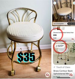 $35 Vintage Vanity Chair with wheels great for mobility and 360 swivel