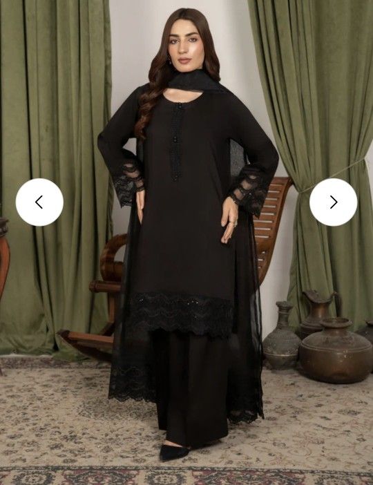 Farshi Shalwar Sequins Embroidered Kurta Set 3 Piece Raw Silk