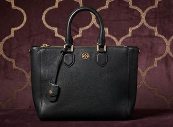 Authentic Tory Burch Black Pebbled Leather Dual-Zip Crossbody / Satchel Bag