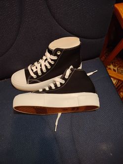 Black hightop platform sneakers