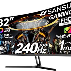SANSUI 32 Inch Curved 240Hz Gaming Monitor 