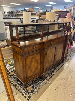 Antique Wood Sideboard Buffet with Mirror Back