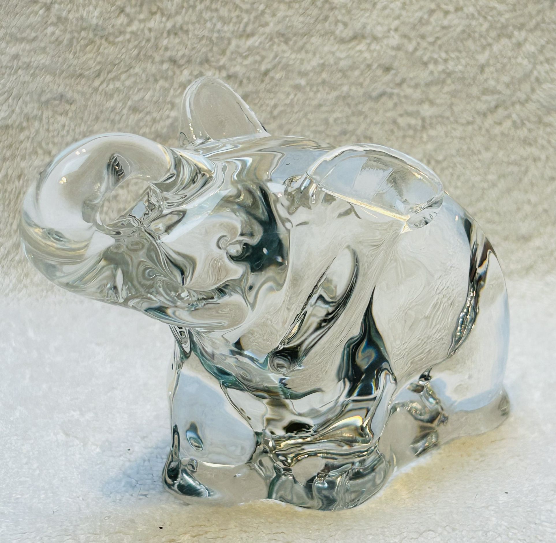 The Lucky Elephant Trunk Up Crystal Paperweight 