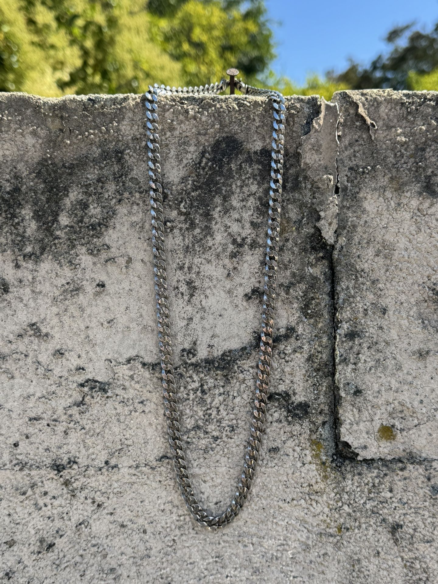 Flat Curb Chain 925 Silver 24in 