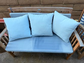 Bench and 2 Chairs with Pillows & Cushions