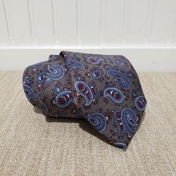 VTG CHRISTIAN DIOR Men's Gray Paisly 100% Silk Neck Tie (3.5"x57") Made In USA 