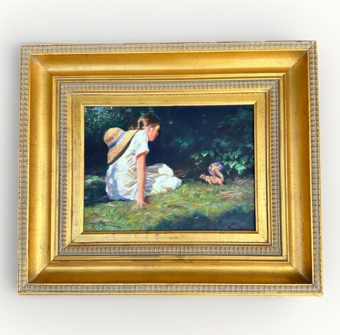 Frederic Michael Wood Oil On Canvas 2008 The Conversation Painting 16x12 W COA